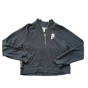 PINK Victoria's Secret Quarter Zip Sweater Womens Medium Black 1/4 Pullover